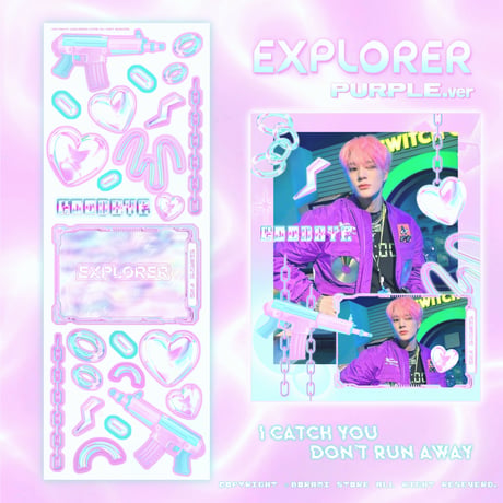 ✧︎°｡EXPLORER  ホログラム入り デコ ステッカー Purple. Ver*ﾟ✧︎