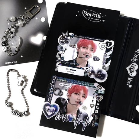 ♡°｡ HANKUL STICKER ホログラム入り ハングル ステッカー Black ver*ﾟ♡
