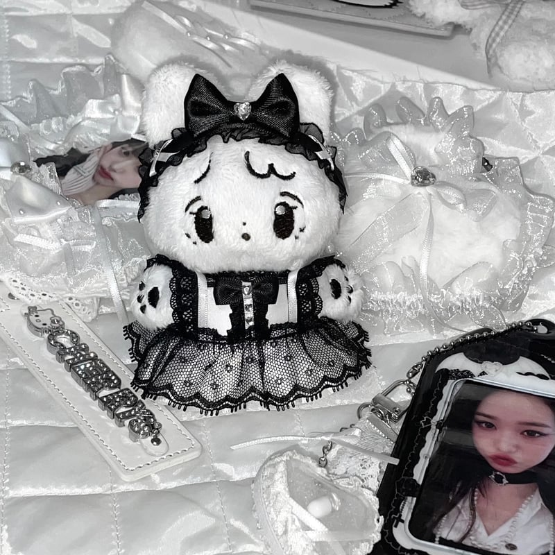 ☆ハンドメイド☆ 10cmぬいぐるみ服+ヘッドドレス セット 黒.ver