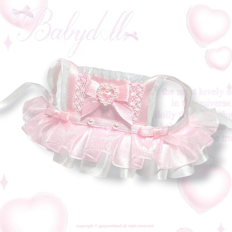 ☆ハンドメイド☆ 10cmぬいぐるみ服+ヘッドドレス セット ピンク ☆ハンドメイド☆ 10cmぬいぐるみ服+ヘッドドレス セット ピンク