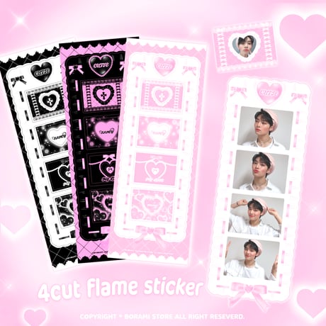 ♡°｡ 4CUT FLAME STICKER ホログラム入りステッカー 選べる3色*ﾟ♡