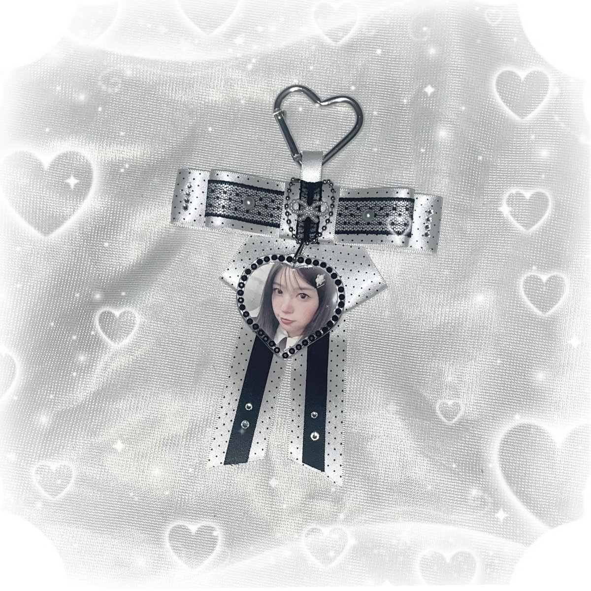 the virgins クロコ ハンドバッグ リボンチャーム ハートチャーム 8/29オーダー再開予定】♡°｡ハンドメイド リボンチャーム black