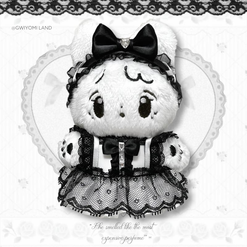 ☆ハンドメイド☆ 10cmぬいぐるみ服+ヘッドドレス セット 黒.ver ☆ハンドメイド☆ 10cmぬいぐるみ服+ヘッドドレス セット 黒.ver