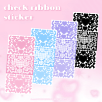 ♡°｡ CHECK RIBBON STICKER ホログラム入り ステッカー 選べる4色*ﾟ♡