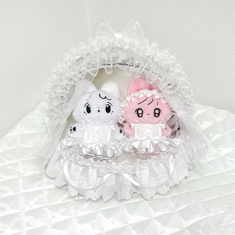 【8/24オーダー再開】★ハンドメイド★ ぬいぐるみベビーカー  白.ver