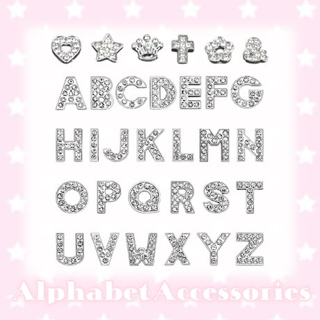 8mmイニシャル ネームチャーム 8mm Rhinestone Slide Letter Charms