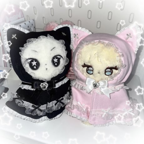 ★ハンドメイド★ ふわねこフリルケープ　Pink.ver/Black.ver