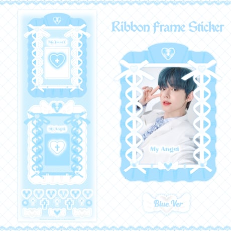 【再入荷】♡°｡ RIBBON FRAME STICKER ホログラム入り リボンフレーム ステッカー 選べる4色*ﾟ♡