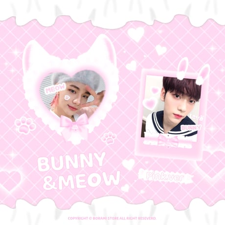 【再入荷】♡°｡ BUNNY&MEOW ホログラム入りデコ ステッカー 選べる3色*ﾟ♡