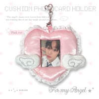 【4/14オーダー再開】★ハンドメイド★ Angel Heart Cushion Card Holder 天使の羽クッションカードホルダー Pink.ver