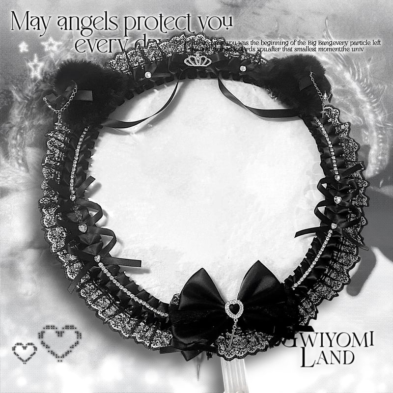 ☆ハンドメイド☆ 丸型 うちわカバー ♡猫耳.ver