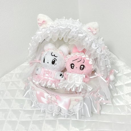 【オーダー再開】【★ハンドメイド★ぬいぐるみベビーカー ピンク.ver