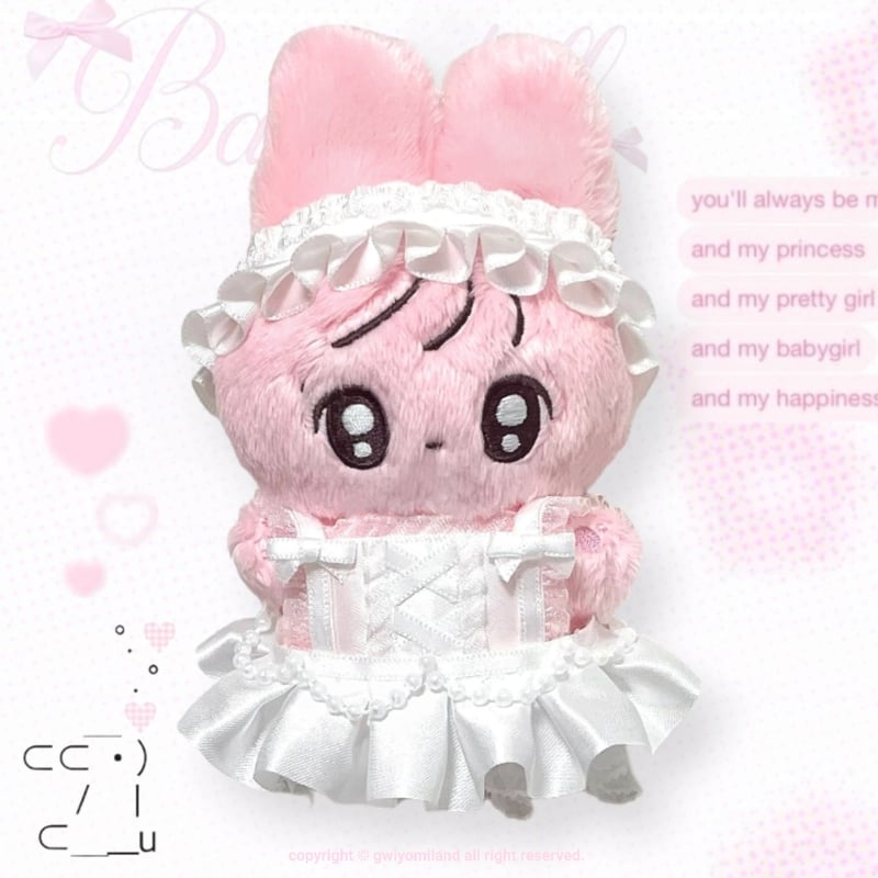 ☆ハンドメイド☆ 10cmぬいぐるみ服+ヘッドドレス セット 白.ver ☆ハンドメイド☆ 10cmぬいぐるみ服+ヘッドドレス セット 白.ver