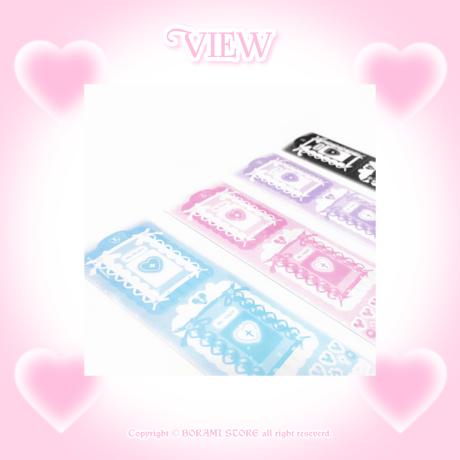 【再入荷】♡°｡ RIBBON FRAME STICKER ホログラム入り リボンフレーム ステッカー 選べる4色*ﾟ♡