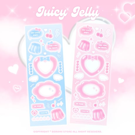 ♡°JUICY JELLY ホログラム入り デコ ステッカー 選べる2色*ﾟ♡