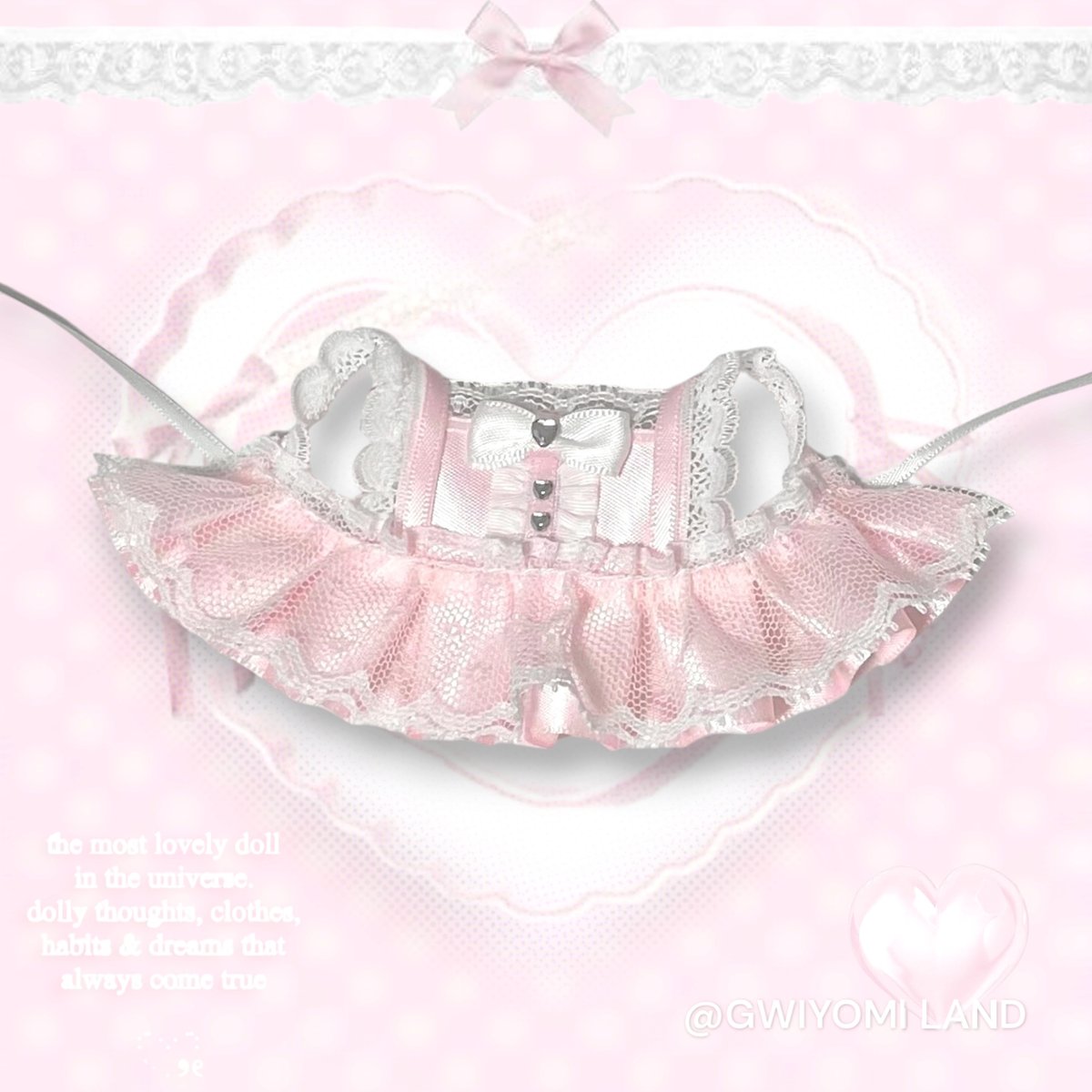 ☆ハンドメイド☆ 10cmぬいぐるみ服+ヘッドドレス セット ピンク ☆ハンドメイド☆ 10cmぬいぐるみ服+ヘッドドレス セット ピンク