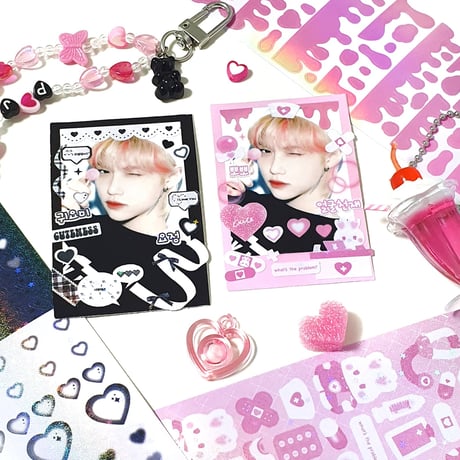 ♡°｡ HANKUL STICKER ホログラム入り ハングル ステッカー Pink ver*ﾟ♡