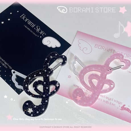 【再入荷】♡°｡ ラメ入り カラビナ キーホルダー Melody Wing.ver 選べる2色♡