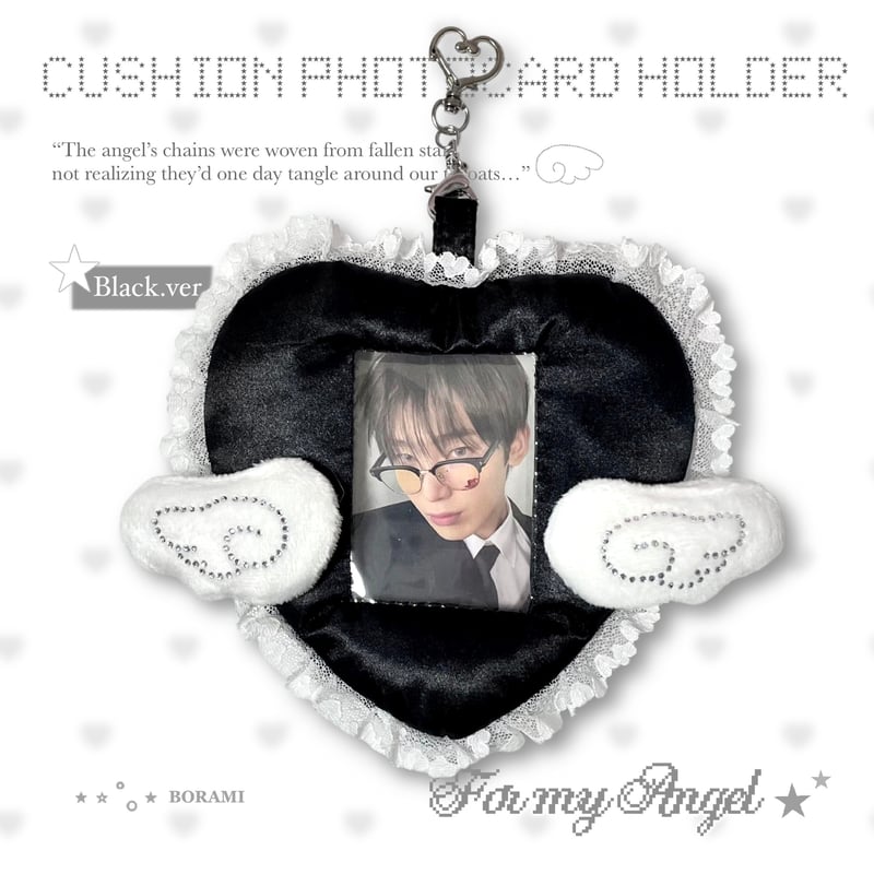 ラスト1点】☆ハンドメイド☆ Angel Heart Cushion Card Holder