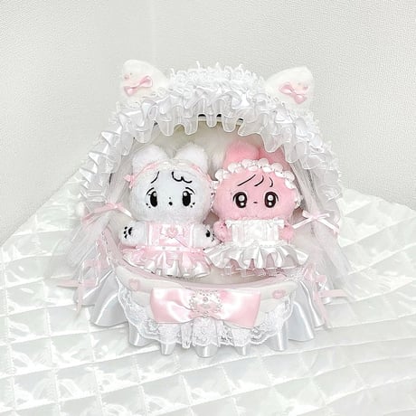 【オーダー再開】【★ハンドメイド★ぬいぐるみベビーカー ピンク.ver