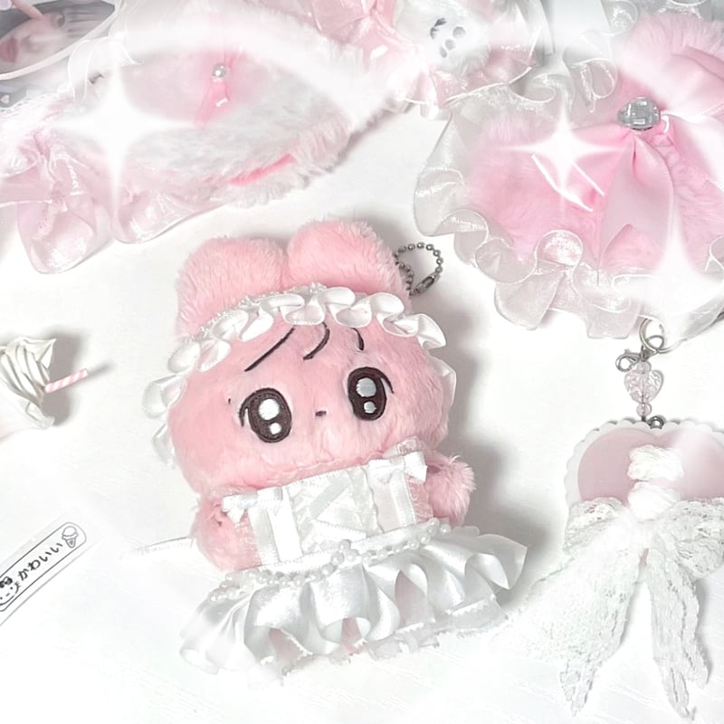 ☆ハンドメイド☆ 10cmぬいぐるみ服+ヘッドドレス セット 白.ver 