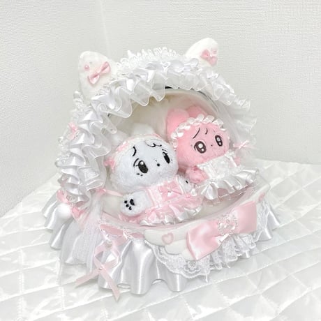 【オーダー再開】【★ハンドメイド★ぬいぐるみベビーカー ピンク.ver