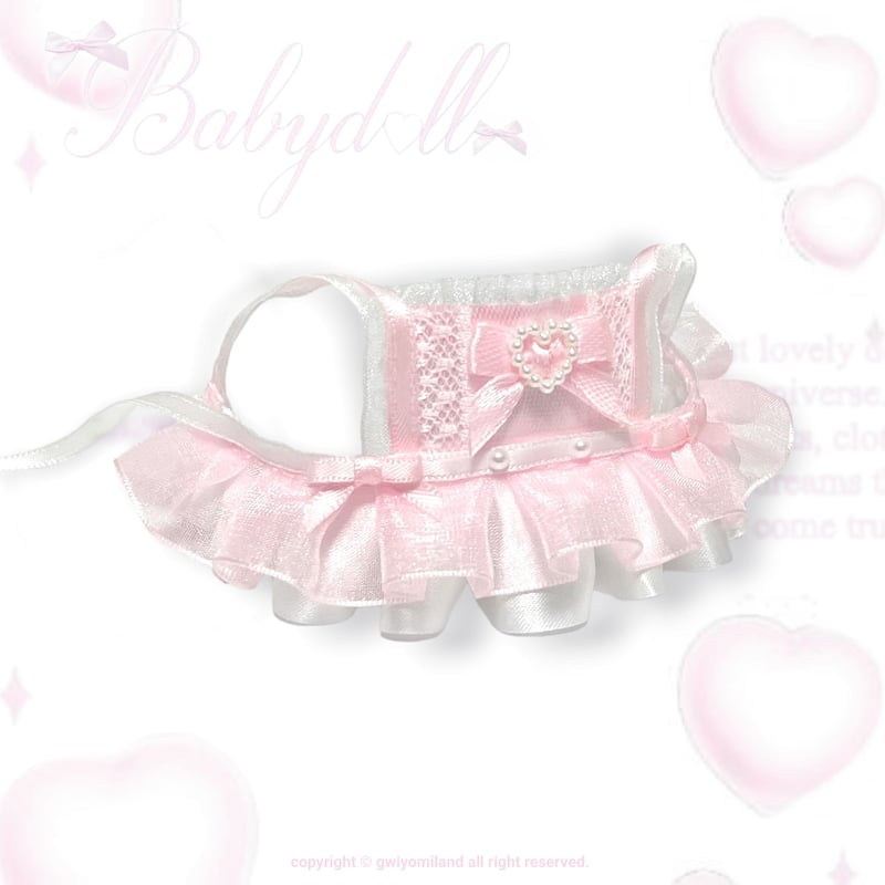 ☆ハンドメイド☆ 10cmぬいぐるみ服+ヘッドドレス セット ピンク ☆ハンドメイド☆ 10cmぬいぐるみ服+ヘッドドレス セット ピンク