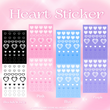 バージョンアップ♡°｡ HEART STICKER ホログラム入り ハートステッカー 選べる5色*ﾟ♡