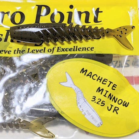￥５００ー アウトレットセール！～オイル漏れ品　プロポイントフィッシングルアーズ【マチェットミノーjr 3.25インチ】グリーンパンプキン