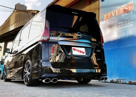 GFC27セレナ ハイウェイスター用車検対応オーバル4本出しマフラーREV-19W
