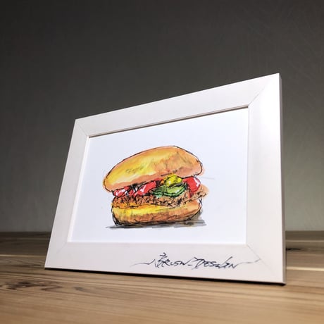 書家ブラッシュ 印刷 ポストカード 作品名 【ハンバーガー】