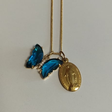 ◆奇跡のメダイ◆正規品／清浄感あふれるガラスの蝶々が美しい！リゾートにも✧