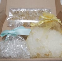 【高品質・限定１セット】ヒマラヤ岩塩＆水晶さざれ＆シトリンさざれ３点ギフトセット／空間浄化に一役買う石の質が良いセットです！*＊