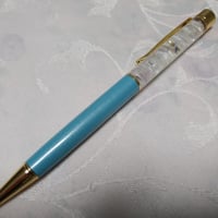 【マリンブルー】ハーバリウムボールペン*＊SWAROVSKI社スター入り*＊シェルやパワーストーンがフロートして美しい*＊気分上昇の開運アイテム*＊