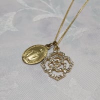 【正規品】奇跡のメダイ&ローズビジューネックレス／全長45cm／エレガントなきらめき、ギフトやご褒美に*＊