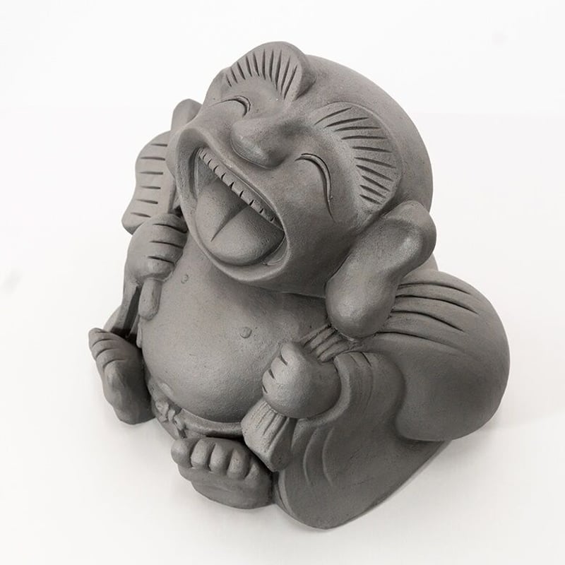 布袋様 骨董品 布袋様 備前焼 縁起物 明治時代