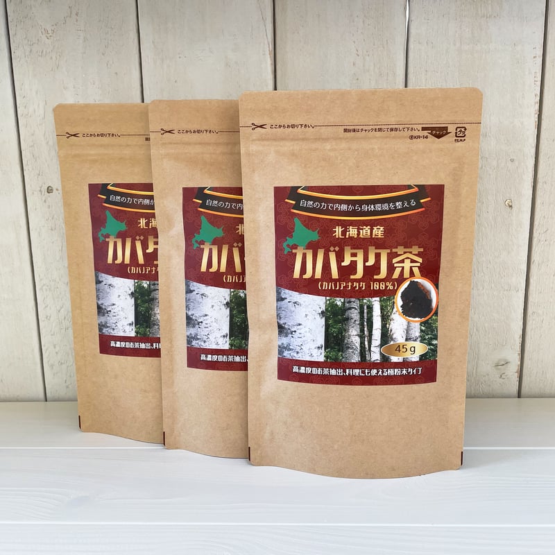 定期便】北海道産 カバタケ茶 極粉末45g入り ティーバッグ付 No.2210