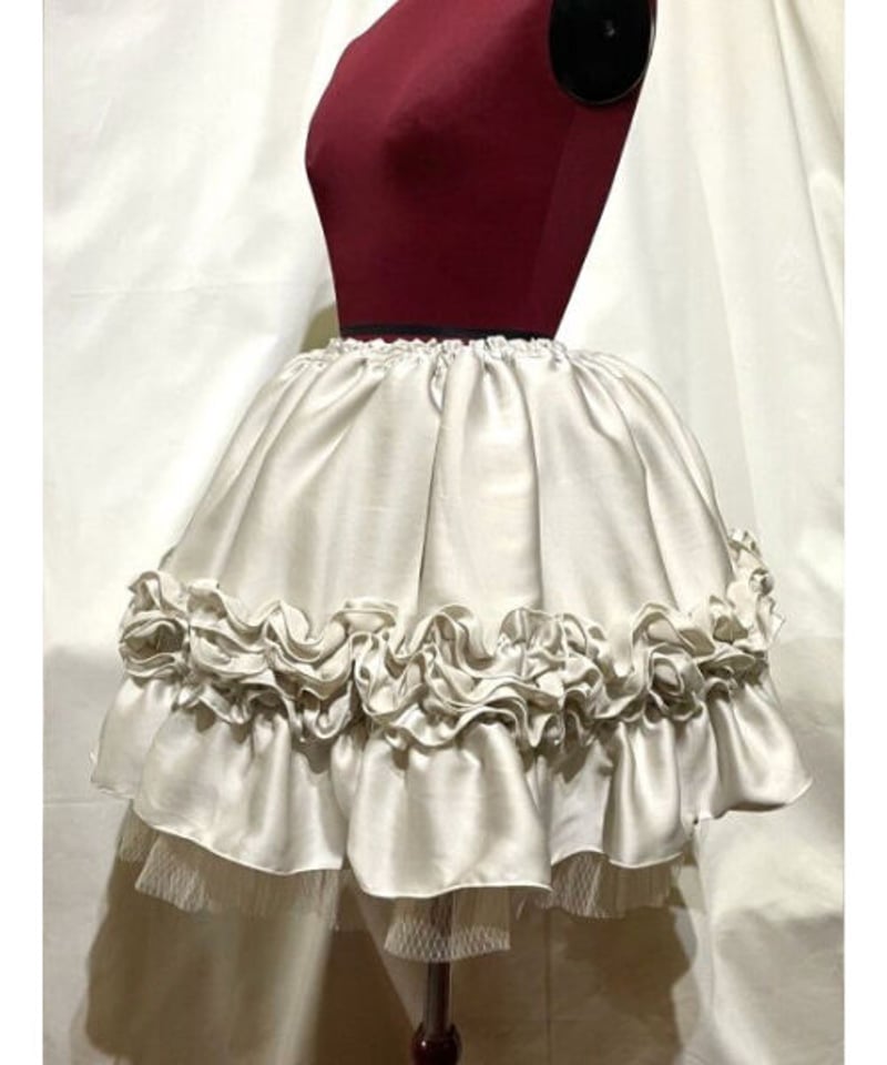 MARBLE】マーブル レイヤードフリルスカート：ベージュ×ベージュソフト  