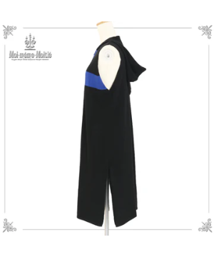 【Moi meme Moitie】モワメームモワティエ　ニットフードロングジレ　black x white　Knit Hooded Long Gilet