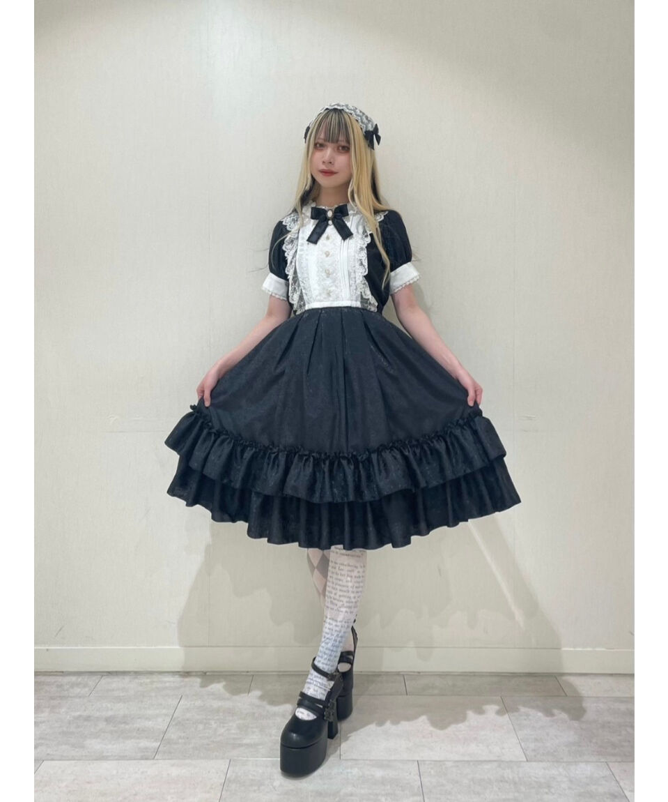 Pina sweet collection】ローズジャガードワンピース(ミモレ丈・長袖
