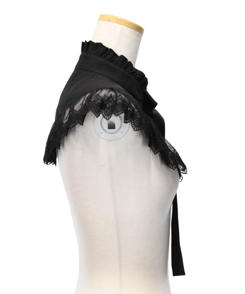 Sheglit スタンドカラーリボンジャボブラウス