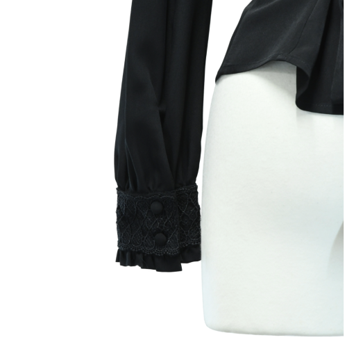 Sheglit スタンドカラーリボンジャボブラウス