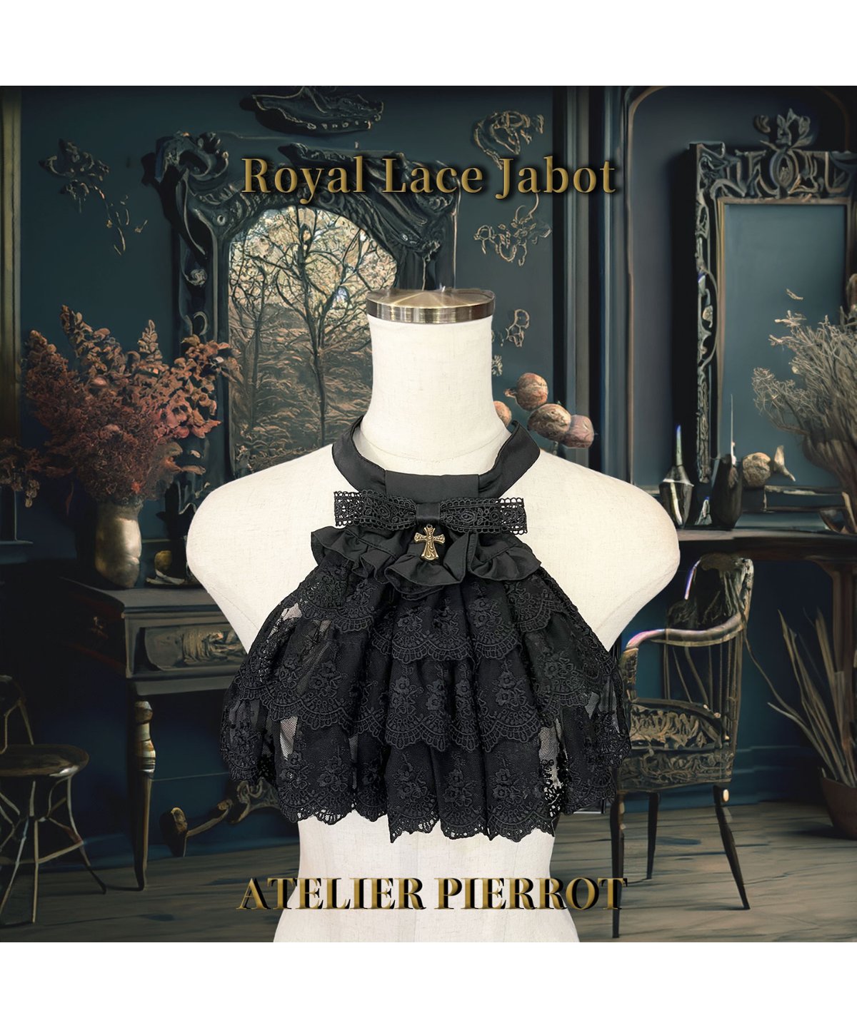 【ATELIER PIERROT】　Royal Lace Jabot　White/Black