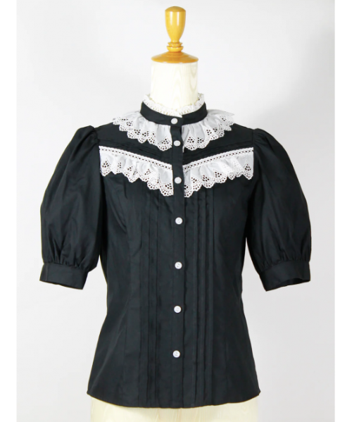 【Victorian maiden】ヴィクトリアンメイデン　コットンレースフリルブラウス　ブラック　Cotton Lace Ruffle Blouse　 Black