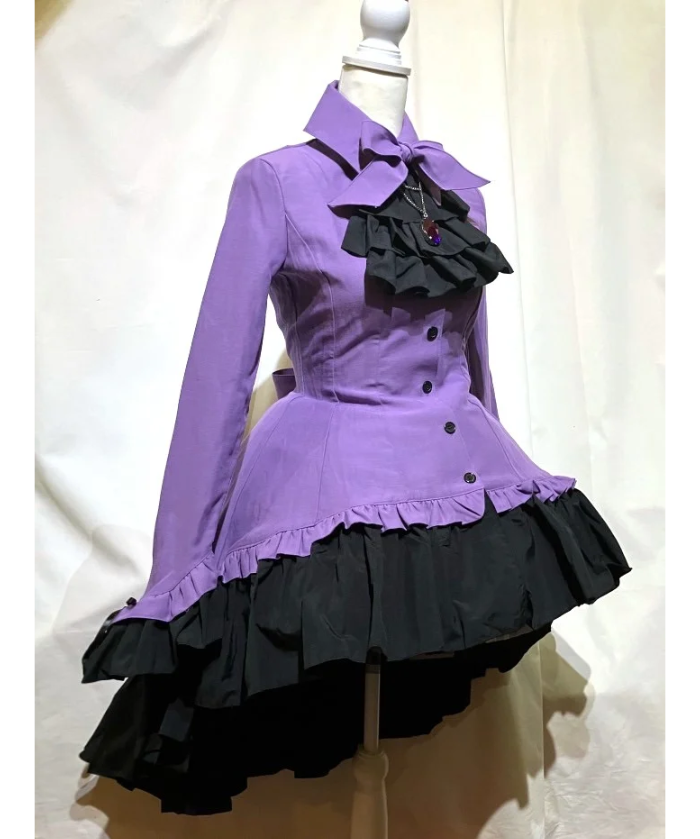 【MARBLE】十字架タイ付き 総 フリルドレスブラウス 紫 MARBLE】十字架タイ付き 総 フリルドレスブラウス 紫