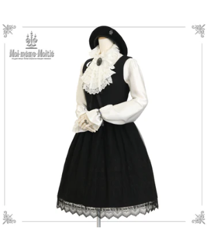 【Moi meme Moitie】モワメームモワティエ　薔薇レースストライプジャボ付きブラウス (9号)off-white　Rose Lace  Stripe Jabot Blouse