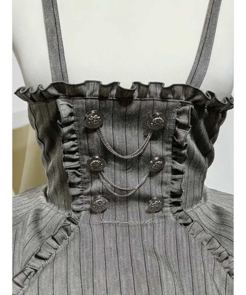 【MARBLE】 エンブレム飾りチェーン付きハイウエストドレープスカート M 黒 エンブレム飾りチェーン付きハイウエストドレープスカート(M