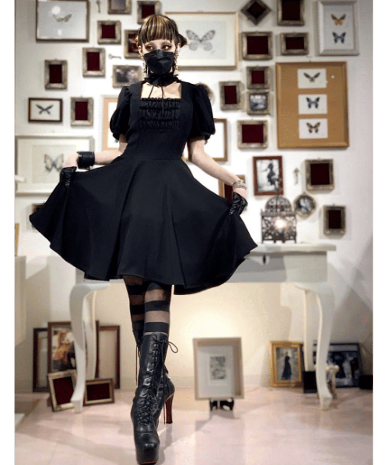 Na+H】エヌエープラスエイチ hmギプスフレアスカートワンピース  