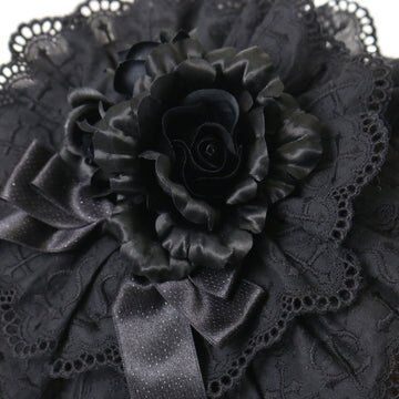 【Moi meme Moitie】モワメームモワティエ　逆十字綿レース丸型ヘッドドレス　black　Reverse Cross Cotton Lace  Round Headdress