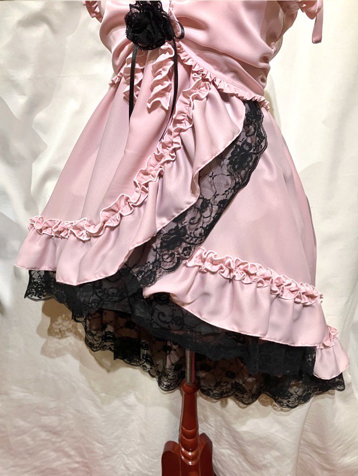 3歳 100cm 黒レースピンクバラドレス I 